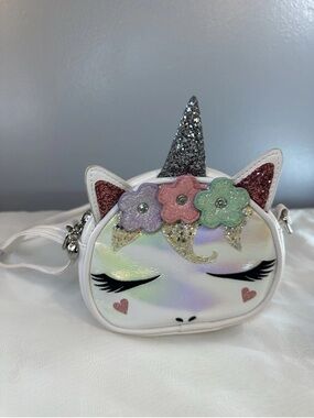 Girl’s Unicorn Shoulder  Purse Rainbow Zipper Long Straps
